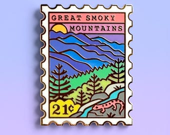Great Smoky Mountains Enamel Pin – Travel Tennessee Stamp Pin