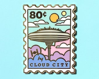 Cloud City Enamel Pin - Stamp Pin - Cute Pin - Sci-Fi Pin - Stamp Enamel Pin - Star Pin - Lapel Pin - Pastel Pin - Sci-fi Enamel Pin - Gift