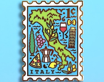 Italien-Emaille-Anstecknadel: Italienischer Reisestempel, pastellfarbene Anstecknadel