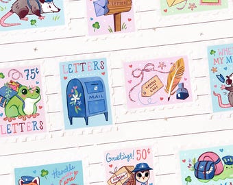 Courier Critters Stamp Washi Tape: Animals - Snail Mail - Planner - Scrapbooking - Stationery - Journal - BUJO