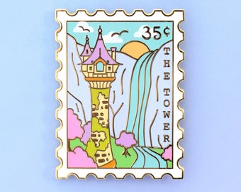 The Tower Enamel Pin - Fandom Pins - Princess Pins - Cute Pins - Magical Pin - Magic Pin - Bookish Gift - Stamp Pin Book Pin - Rapunzel Pin