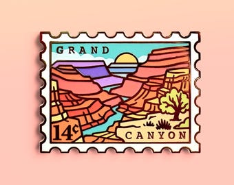 Grand Canyon Enamel Pin: Pastel Desert Travel Stamp, USA Souvenir