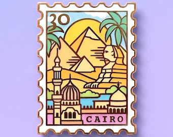 Kairo-Emaille-Anstecknadel: Ägypten-Reisestempel, pastellfarbene Anstecknadeln