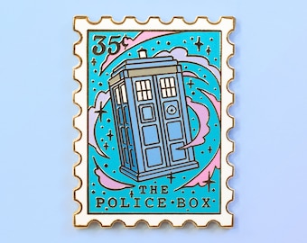 The Police Box Enamel Pin - Stamp Enamel Pin -Sci Fi Pin - Doctor Pin - Extraterrestrial Pin - Tardis- Bookish Pin - Book Enamel Pin Sci Fi