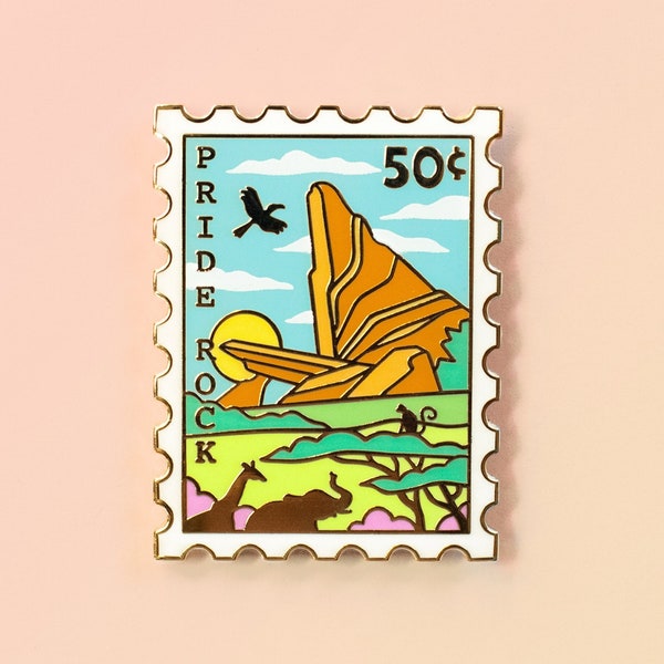 Pride Rock Stamp Enamel Pin: Lion Lapel Pin