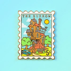 The Burrow Stamp Enamel Pin: Gold Metal Fantasy Book Pin