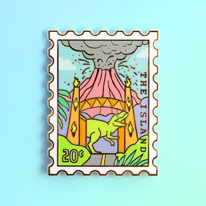 The Island Enamel Pin - Dinosaur Enamel Pin - Movie Fandom Pin - Cute Pins - Tyrannosaurus Rex Pin - Stamp Pin - Book Pins - T-Rex Pin