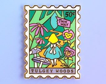 Tulgey Woods Enamel Pin - Wonderland Pin - Magical Pins - Stamp Enamel Pin - Book Pins - Reading Enamel Pin - Fantasy Pin - Alice Enamel Pin