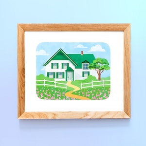 Green Gables Art Print - Anne llustration - Cute Home Art - Avonlea Wall Art - Colorful Art Print