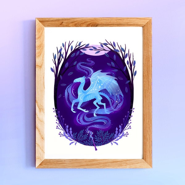 Wydruk artystyczny Thestral: Ilustracja magicznego stworzenia