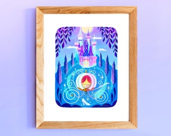 The Royal Ball Art Print - Cinderella Illustration - Fairytale Art - Home Decor Prints - Wall Art - Colorful Art Print - Office Art Print