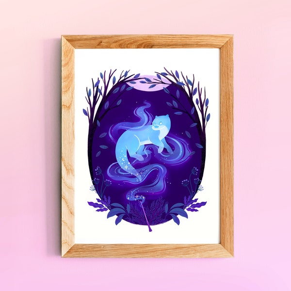 Wydruk artystyczny „Wydra”: Ilustracja magicznej magii