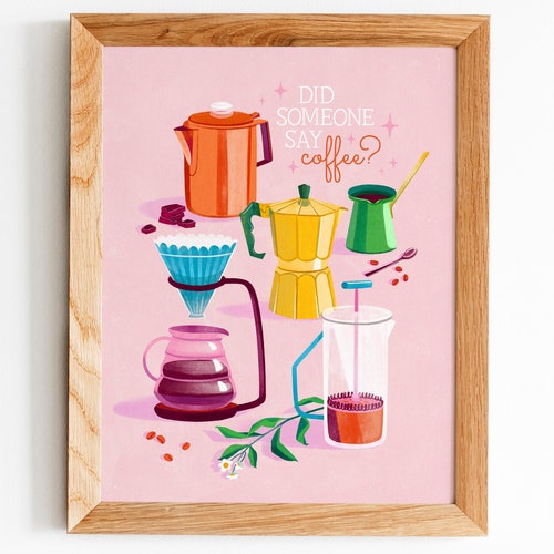 Coffee Art Print Home Decor Prints Rainbow Wall Art Etsy