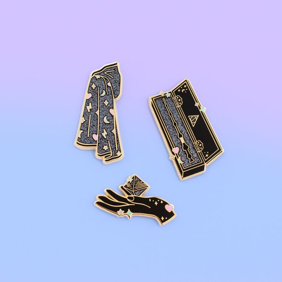 Hallows Enamel Pin Set Magic Enamel Pin Wizard Pin Book Lover Pin Book Pins  Black Cute Pin Witchcraft Wizardry Pin Bookish Gift 