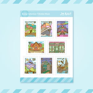 Stamp Collection 7 Sticker Sheet - Cute Stickers - Kawaii Sticker - Tape - Stamp Tape - Planner Scrapbooking