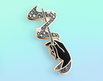 Magic Wand Pin - Magic Enamel Pin - Book Lover Pin - Book Pins - Cute Pins - Witchcraft Wizardry Pin - Bookish Gift Bookish Pins Wizard Pin