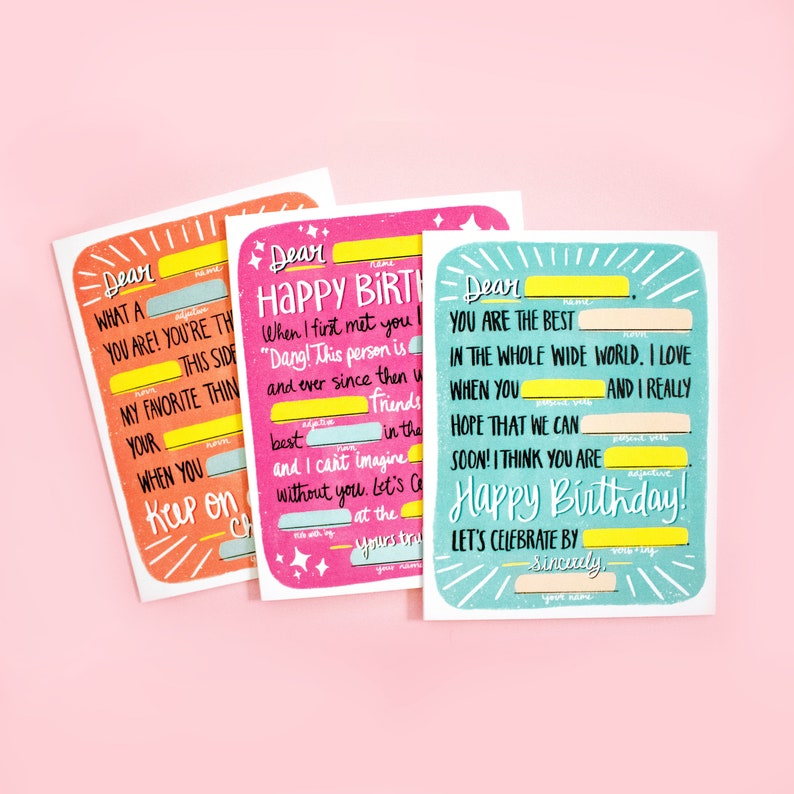 Mad Libs Birthday Card Customizable Card Funny Birthday - Etsy