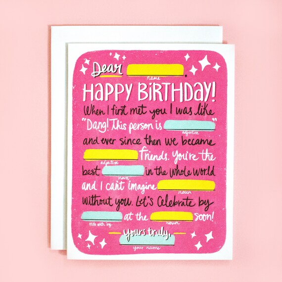 Mad Libs Birthday Card Customizable Card Funny Birthday Etsy Denmark