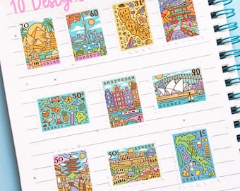 Travel 2 Stamp Washi Tape: Ikonische Reiseziele – Planeraufkleber