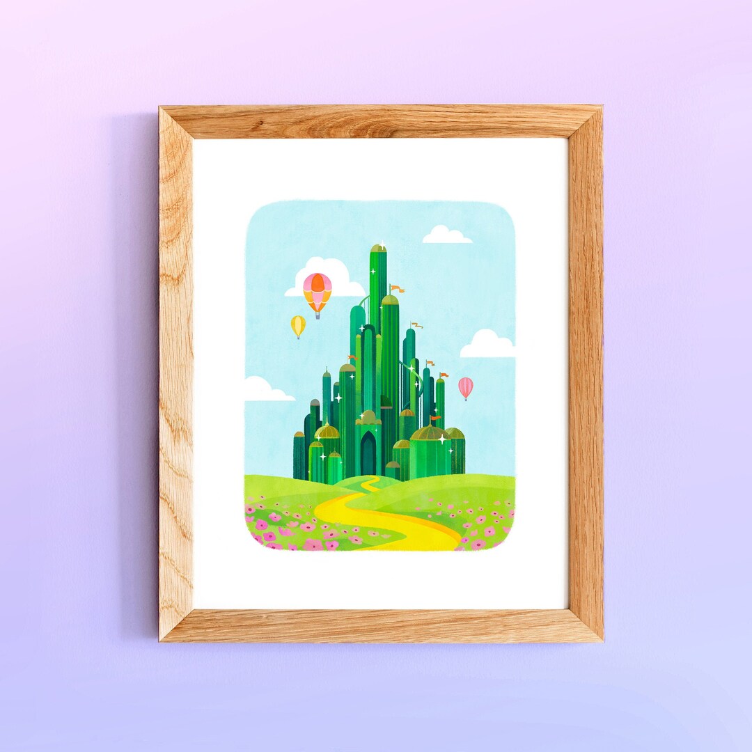 Oz Print Emerald City Illustration Yellow Brick Road Home Decor Prints ...