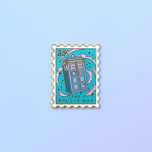 Police Box Stamp Enamel Pin: Sci-Fi Bookish Pin