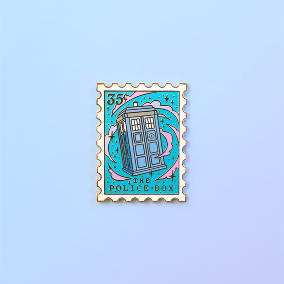 Police Box Stamp Enamel Pin: Sci-Fi Bookish Pin