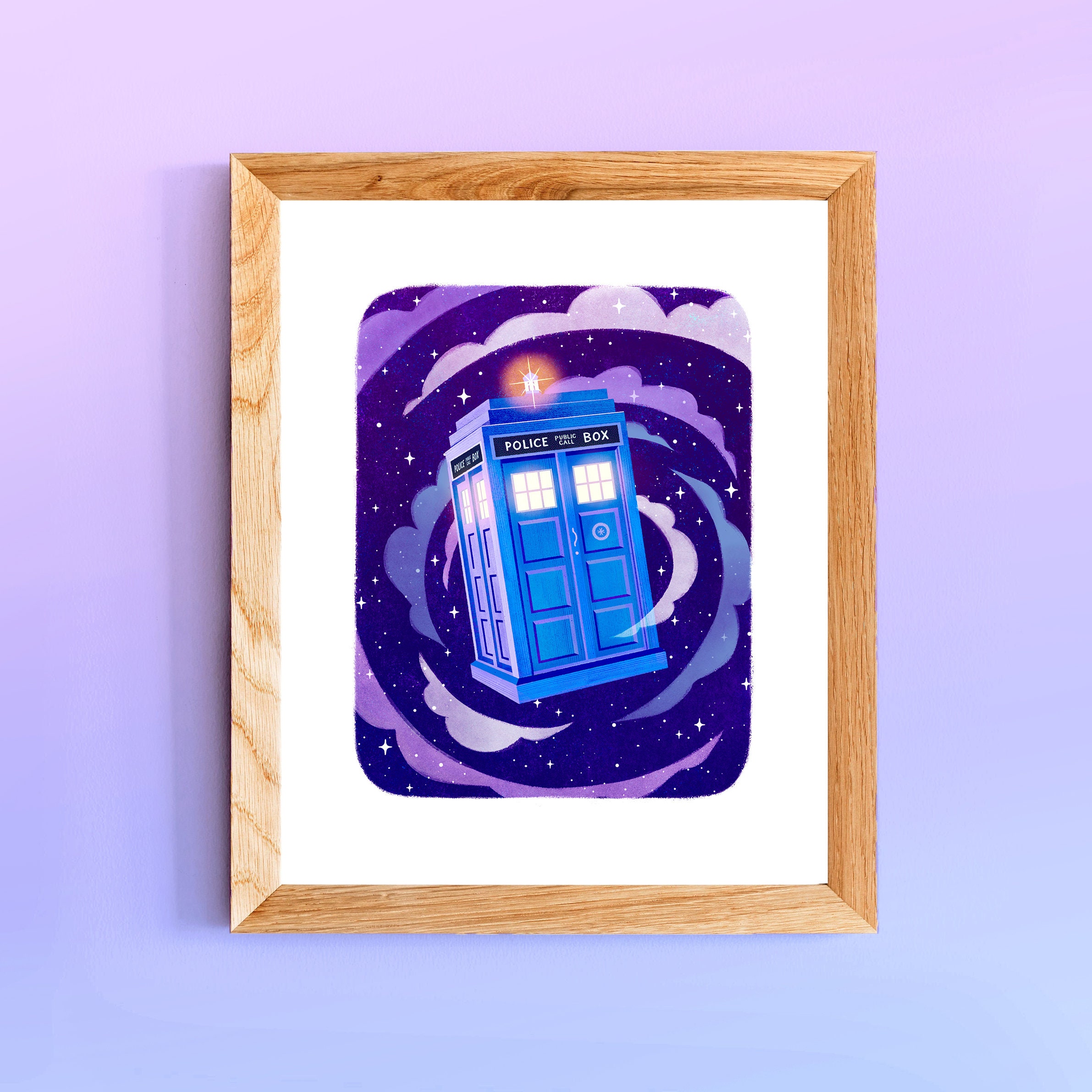 Police Box Art Print - Doctor Art Print - Fantasy Illustration - Telephone Box - Time Portal Art - British - Extraterrestrial Art