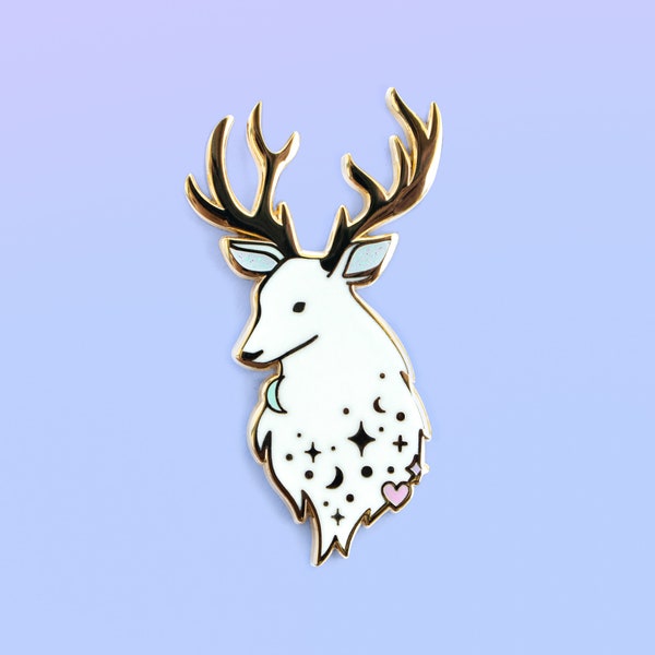 Magical Stag Enamel Pin – Glitter Wizard, Bookish Gift