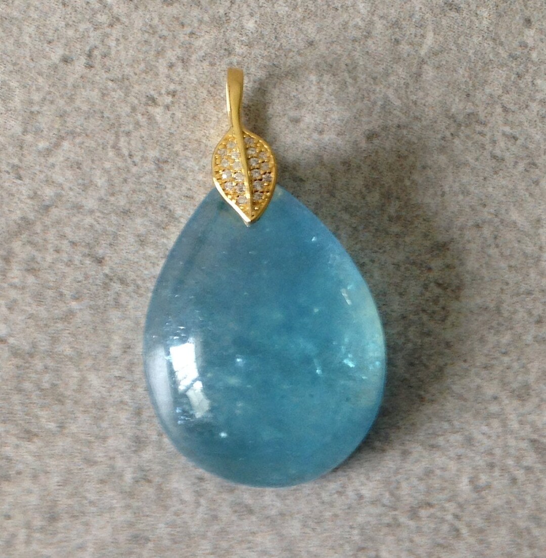 Aquamarine Teardrop Pendant. Aquamarine 44.0cts. Etsy