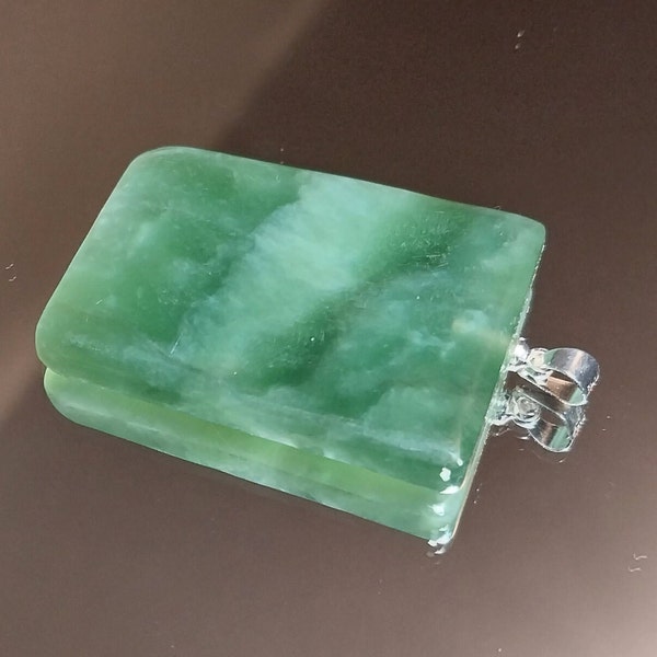 Hand Carved Chatoyant Cats Eye Nephrite Jade Pendant on 925 Sterling Silver Bail. AAA