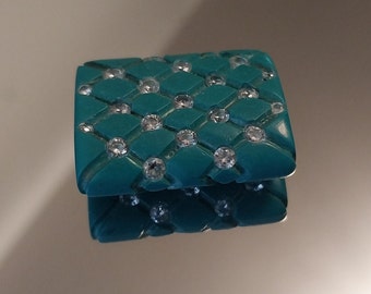 Hand Carved Arizona Turquoise Bead.42 White Sapphires.