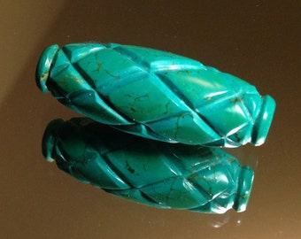 Hand Carved Arizona Turquoise Bead.