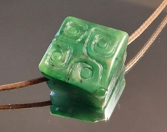 Hand Carved B.C. Polar Nephrite Jade Bead.