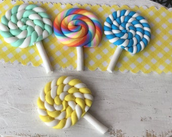 New!! Medium-Sized Colorful Lollipops, Fairy Sweets, Dollhouse Treats, Fairy Garden Colorful Swirl Lollipops, Miniature Candy Sticks, Sucker