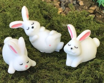 New!! Funny Bunnies, Fairy Pets, Fairy Garden Rabbits, Woodland Bunnies, Dollhouse Pets, Miniature Bunnies, White Funny Bunnies, DIY