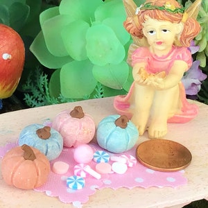 Pretty in Pastel Pumpkins, Fairy Garden, Dollhouse, Miniatures, Miniature, Light Pink, Baby Blue, Light Turquoise, Peach, Pastels, Small image 2