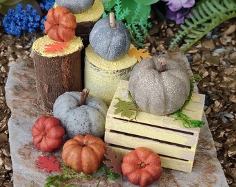 Silver And Gold Pumpkins For Your Fairy Garden Landscaping, Dollhouse, Gold, Silver, Barbie, Miniature, Fall Garden, Gold Pumpkins, Cute