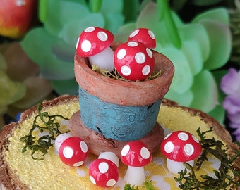 2 Red and White Magical Mushrooms, Mushrooms, Fairy Garden, Fairy Mushrooms, Miniature, Red, White, Magical, Dollhouse, Cute, Fairy