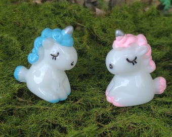 4Pcs Pink/&Blue Resin Mini Unicorn Figurine for Fairy Garden Blue Crafts