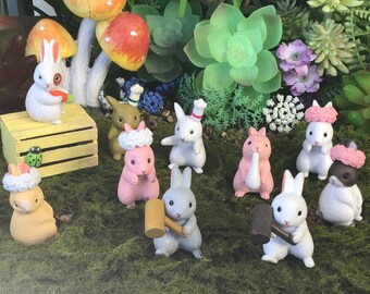 Nouveau! Lapins magiques, lapins, et plus de lapins, animaux de fées, animaux de jardin féerique, lapins dollhouse, lapins miniatures, bricolage, projets d’artisanat