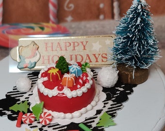 Christmas Present Cake, Christmas Tree, Happy Holidays Sign, Buffalo Plaid Runner, Christmas Candy, Snowballs, Red Cake, Fairy Food