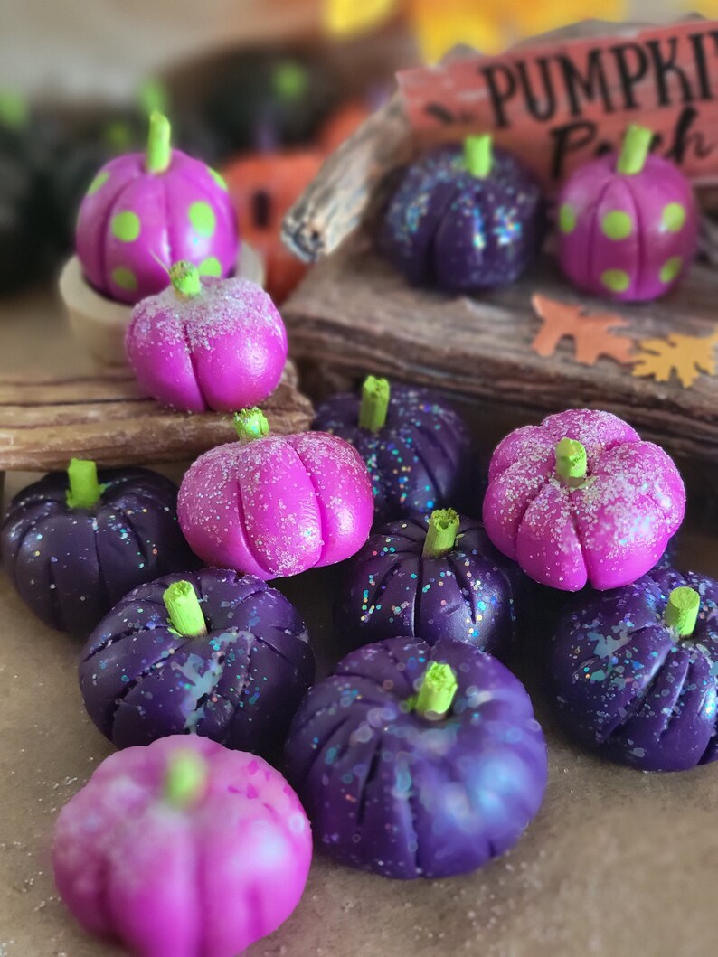 Pumpkins For Your Fairy Garden Or Dollhouse, Miniature, Dollhouse, Fairy Garden, Purple Pumpkins, Sparkly Pumpkins, Purple Pumpkins, image 1