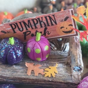 Pumpkins For Your Fairy Garden Or Dollhouse, Miniature, Dollhouse, Fairy Garden, Purple Pumpkins, Sparkly Pumpkins, Purple Pumpkins, image 5