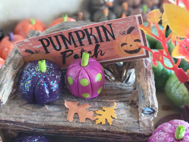 Pumpkins For Your Fairy Garden Or Dollhouse, Miniature, Dollhouse, Fairy Garden, Purple Pumpkins, Sparkly Pumpkins, Purple Pumpkins, image 5