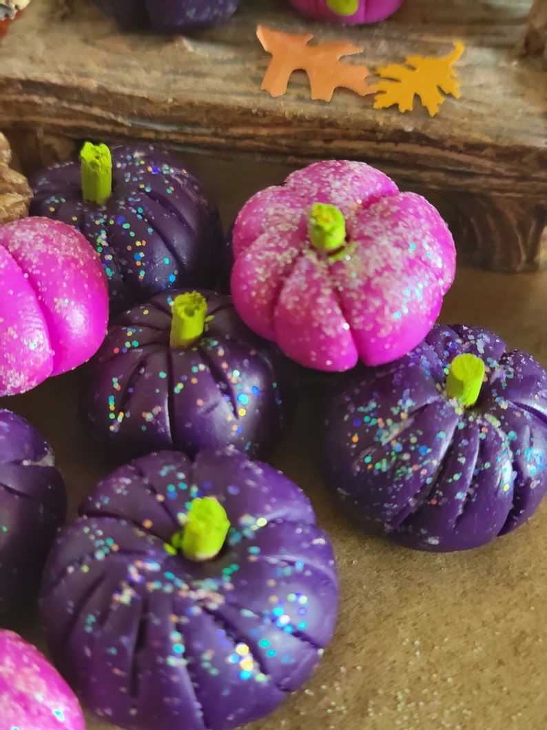 Pumpkins For Your Fairy Garden Or Dollhouse, Miniature, Dollhouse, Fairy Garden, Purple Pumpkins, Sparkly Pumpkins, Purple Pumpkins, image 7