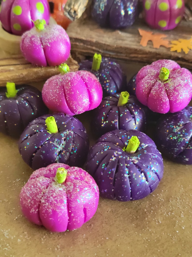 Pumpkins For Your Fairy Garden Or Dollhouse, Miniature, Dollhouse, Fairy Garden, Purple Pumpkins, Sparkly Pumpkins, Purple Pumpkins, image 3