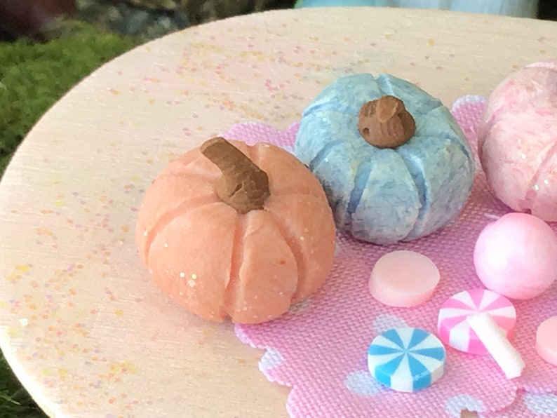 Pretty in Pastel Pumpkins, Fairy Garden, Dollhouse, Miniatures, Miniature, Light Pink, Baby Blue, Light Turquoise, Peach, Pastels, Small image 6