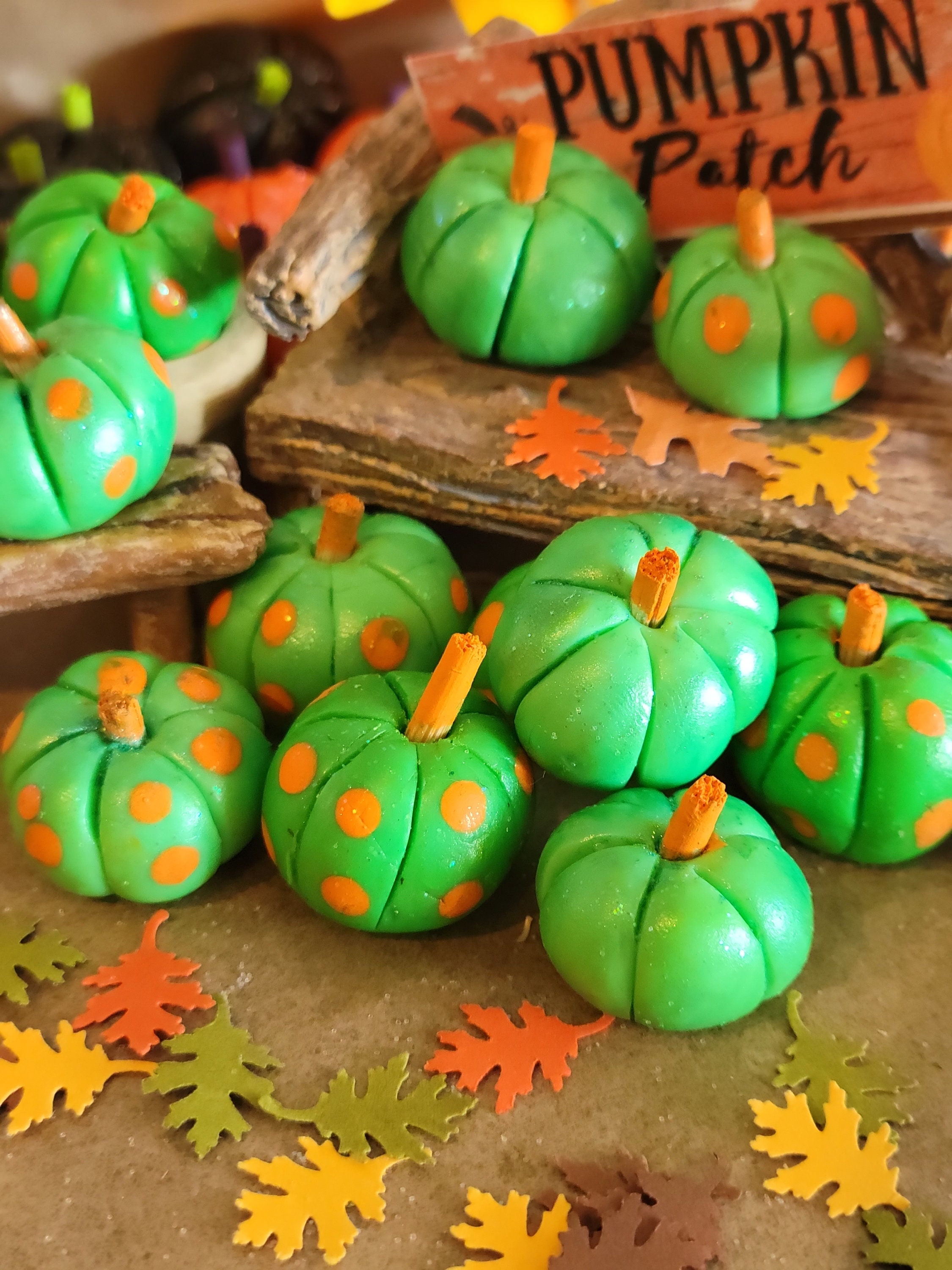 Green Miniature Pumpkins Miniature Halloween Fall Etsy
