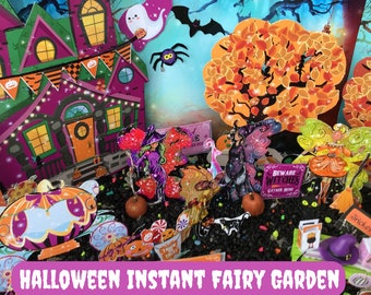 Digital Downloadable Halloween Instant Fairy Garden