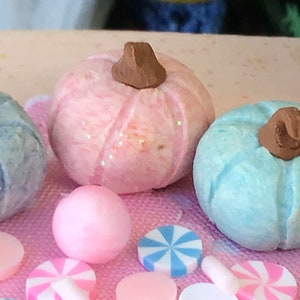 Pretty in Pastel Pumpkins, Fairy Garden, Dollhouse, Miniatures, Miniature, Light Pink, Baby Blue, Light Turquoise, Peach, Pastels, Small image 4